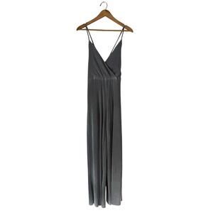 Ark NC Silver Ribbed Sleeveless Jumpsuit Size S Club Party New Years Eve